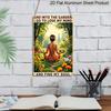 2D Flaches Vintage Garten Zitat Aluminiumschild "Und in den Garten gehe ich" Yoga Mädchen Wanddeko Boho Yoga Wandkunst Gartendekoration, Hinterhof, Terrasse, Yoga