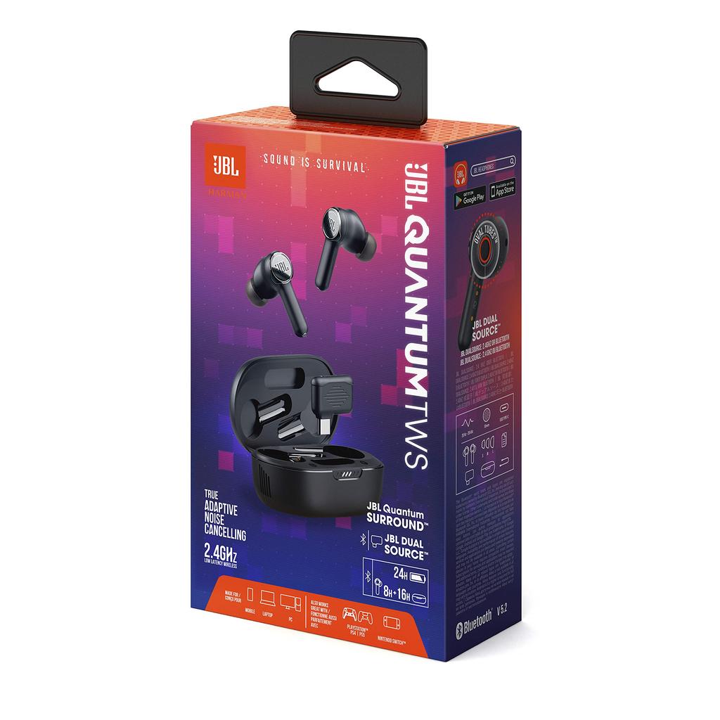 JBL Quantum TWS Gaming Earphones IPX4 Waterproof Hybrid Active Noise Cancellation 50ms Low Latency 2.4GHz Wireless Bluetooth Black JBLQUANTUMTWSBLK