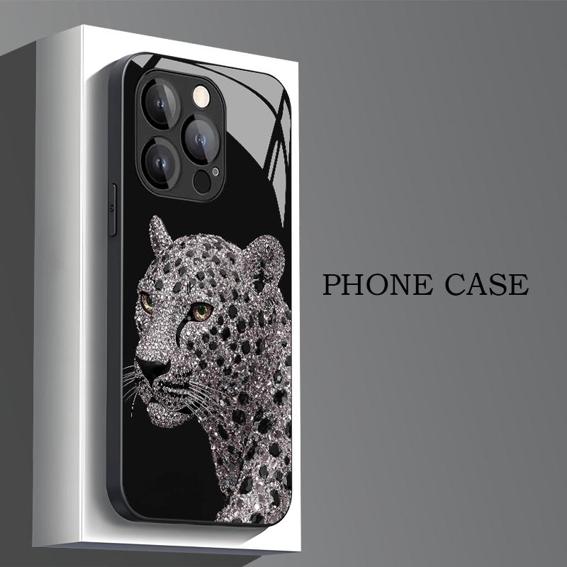 Gorgeous Cheetah Creative Tempered Phone Case Suitable for iPhone 17 16 15 14 13 12 11 Pro/Max/Plus Anti Drop and Anti Shock