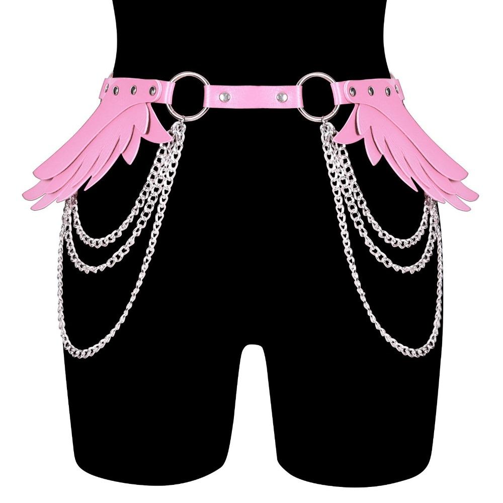 Estilo Harajuku Y2K Cinturón Cuero PU Punk Cinturilla Vintage Remache de Ala Cinturón Ropa de Rendimiento