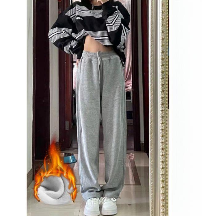 New Arrival Elastic Waist Casual Pants Women High Waist and Thin American Design Versatile Sports Long Pants