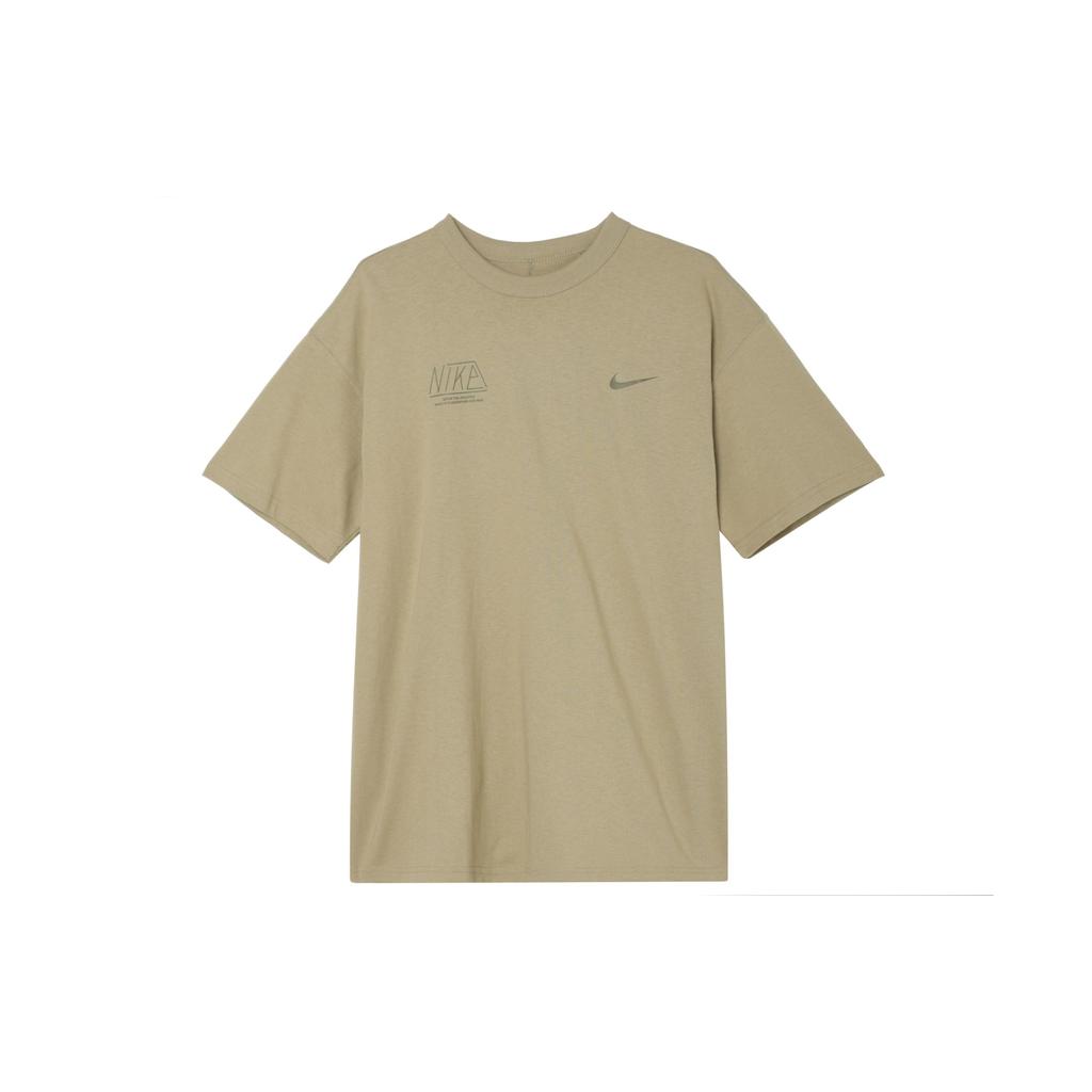 Nike Sportswear Essentials Series Simple Letter Print Pattern Ribbed Breathable Round Neck Short Sleeve T-Shirt Men T-Shirt Olive-Green HQ9151-276