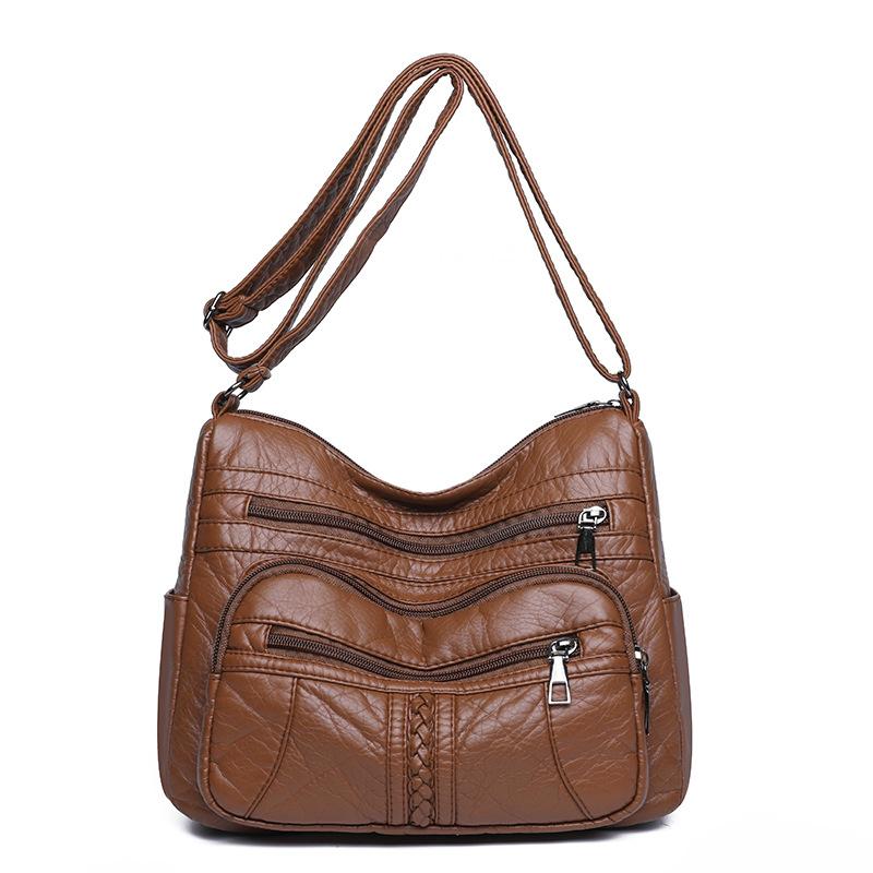 Fashionable Large-capacity Women's Single-shoulder Crossbody Bag, Retro and Elegant Soft Leather Small Square Bag