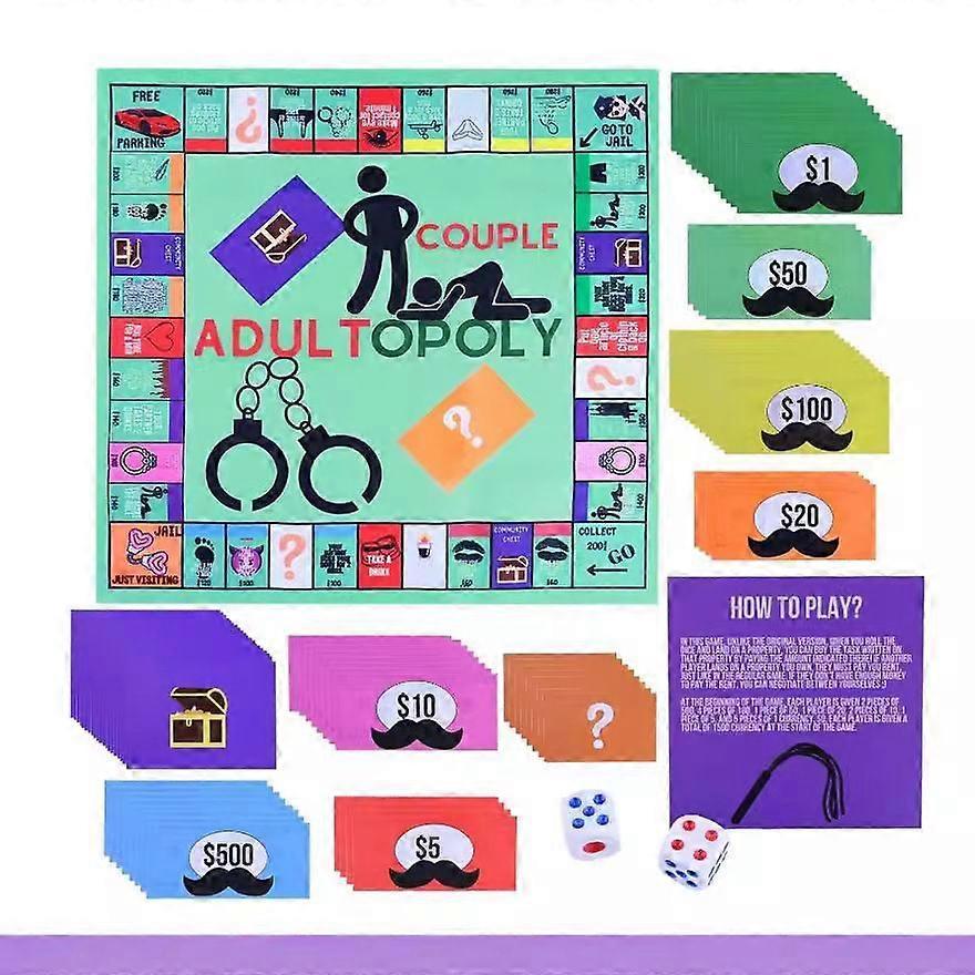 Adultopoly Board Game, Couple Game for Adults, Bedroom Game for Couples, Relationship Card Game