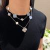 Nuovo Arrivo Quadrifoglio 15 Fiori Collana Catena per Maglione Lusso di Alta Gamma Multistrato Calcedonio Viola Collana da Donna