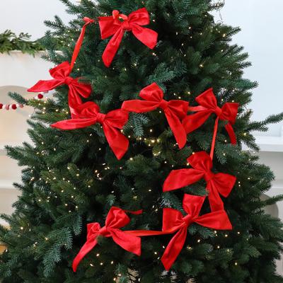 Yousheng Christmas Velvet Bow Garland Decoration Pre-Strung Red White Ball Ornament Home Office Living Room Bedroom Xmas Tree Mantel Fireplace Shelf