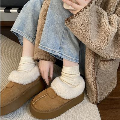 Fashion Fur Integrated Heightening Thick-soled Snow Boots Women's 2025 New Winter Velvet Thickened Warm Cotton Shoes