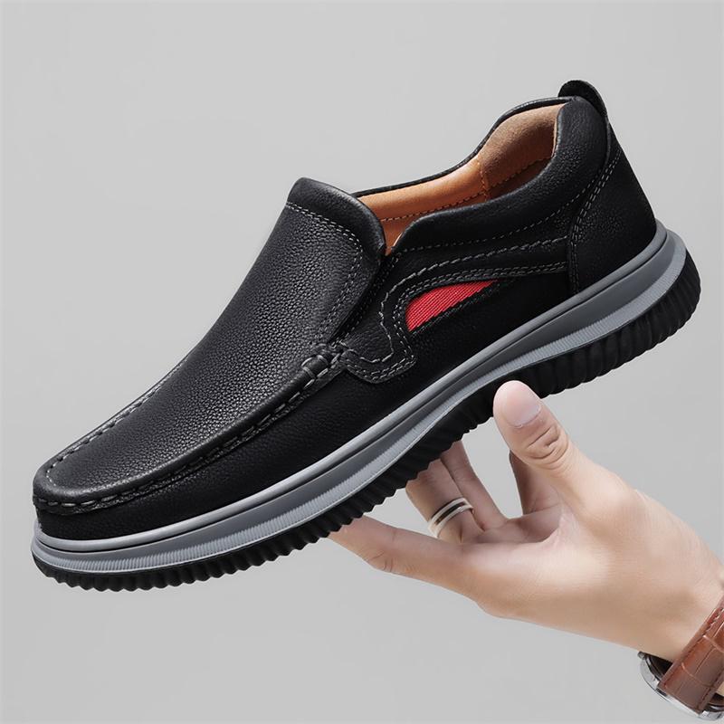 

Мокасины из натуральной кожи, удобные мокасины, дышащая мужская повседневная обувь на плоской подошве, универсальная мужская обувь для вечеринок 44 чёрный