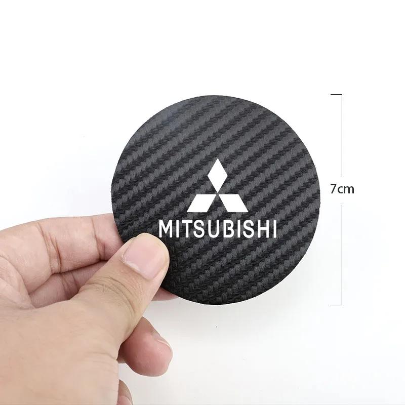 2PCS Carbon Fiber Car Cup Holder Coaster for Mitsubishi Outlander Lancer Pajero ASX Eclipse Cross Anti-Slip Water Cup Pad Car In
