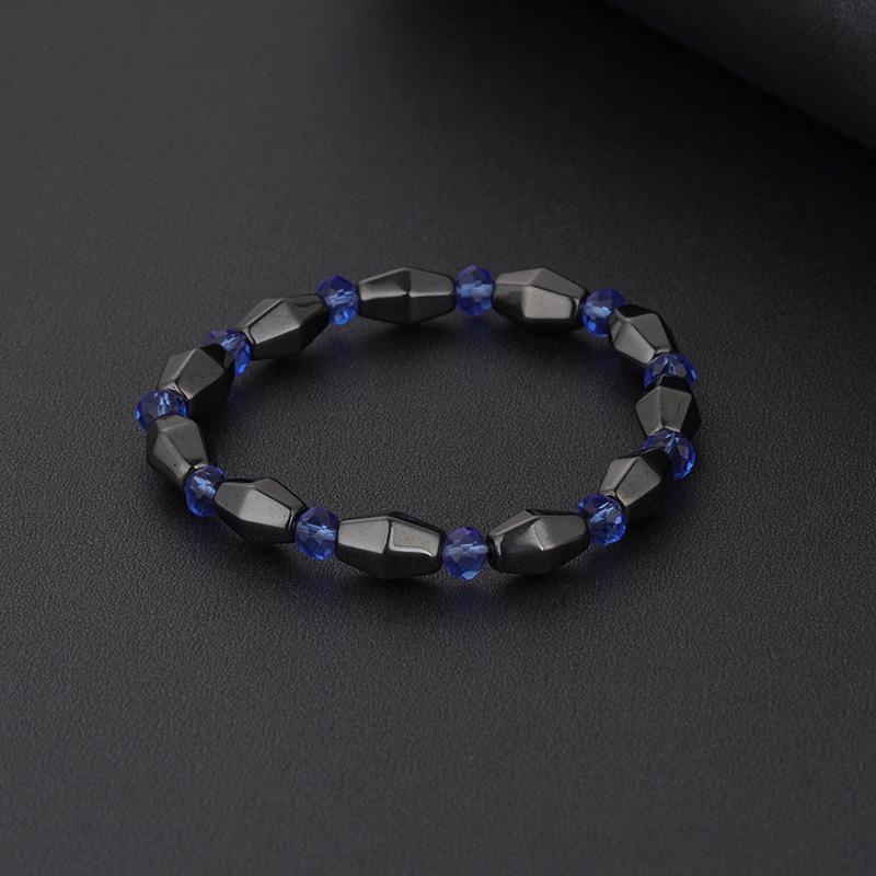 2023 European-American Black Gallstone Natural Stone Magnetic Couple Bracelet with Resin Blue Eye Beads.