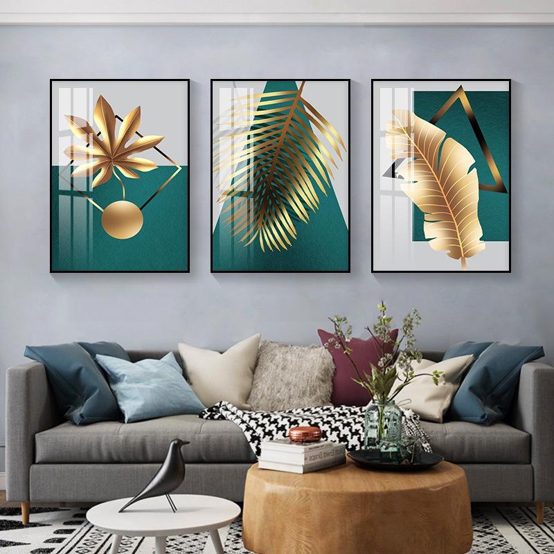 Unframed Canvas Poster Oil Painting Decoration Gold Leaf Plants Print Wall Art Painting Decorative Pictures Paintings for Living Room Home Decor