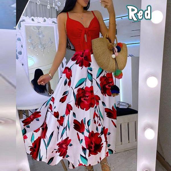 Fashion Dresses Women's Deep V-neck Sleeveless Maxi Casual Strap Bohemian Dresses Beach Wear