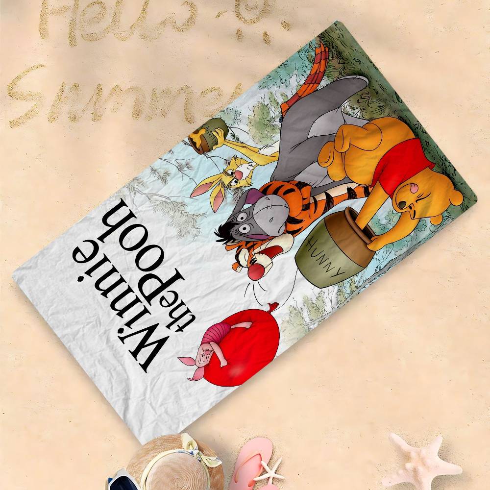 Winnies The Poohs Bear Anime Beach Swimming Towel Soft Absorbent Washcloth Children's Gifts for Kids Travel Camping Gym