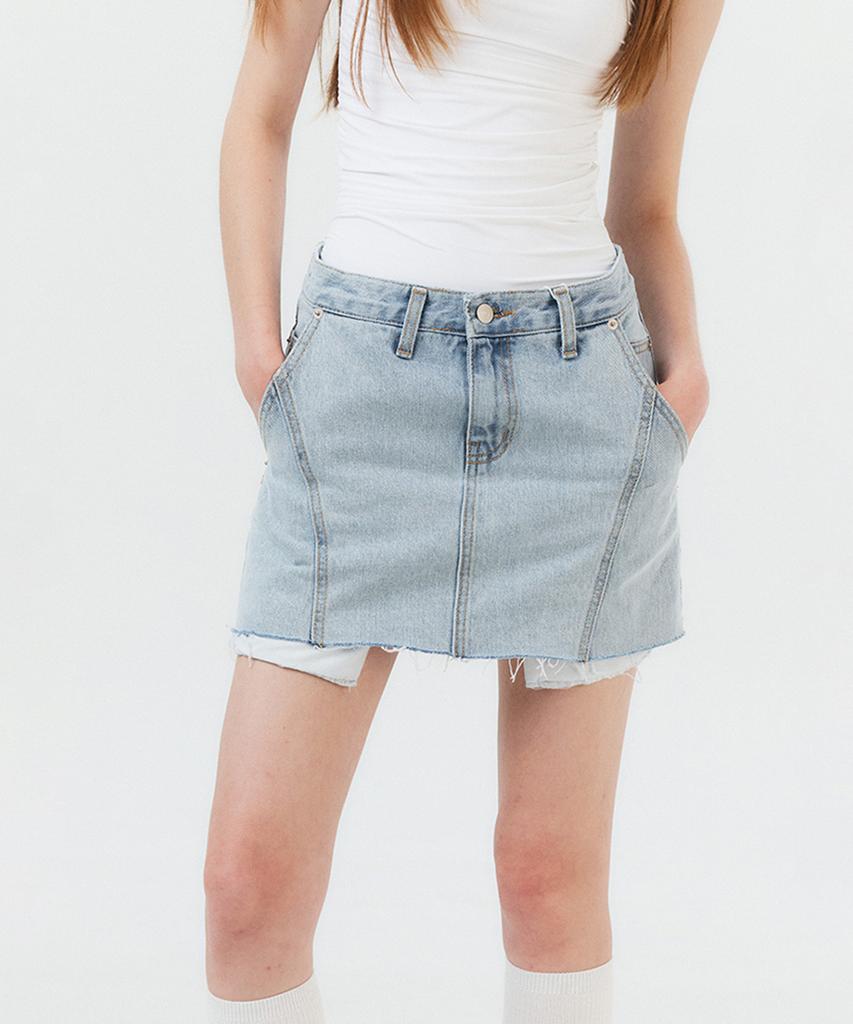 Potipo [W] Denim Short Skirt With Over Pocket Details