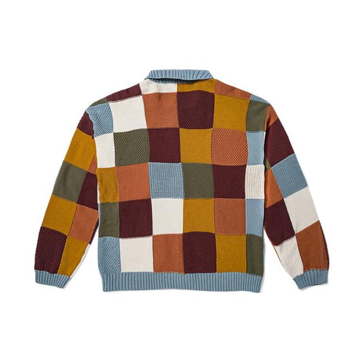 Vans Color Block Checkerboard Polo Knit Sweater Women sweater Blue VN000F72CFL