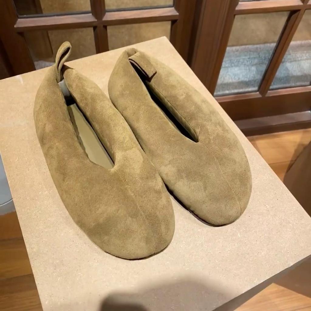 Leather Korean Lazy Style Bread Shoes Round Head Single Shoes Women's 2025 New Spring Fashion Ballet Flats