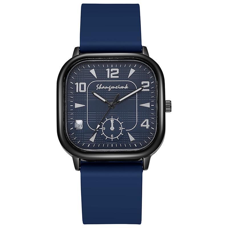 Retro Silicone Strap Quartz Men's Watch – Creative Square Design