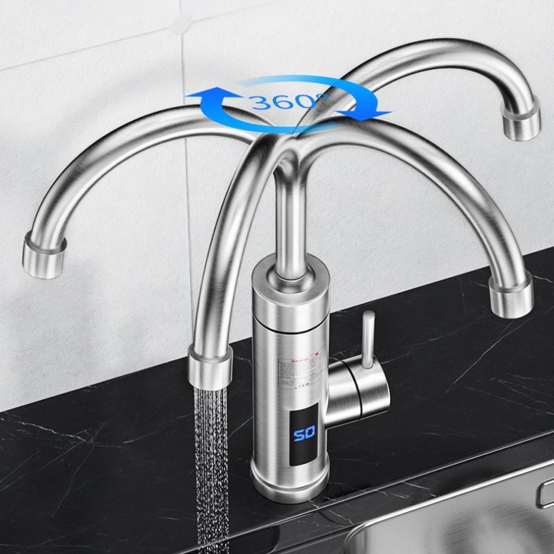 Household Kitchen Stainless Steel Electric Faucet 3000W Intelligent Digital Display Instant Hot Water Heater