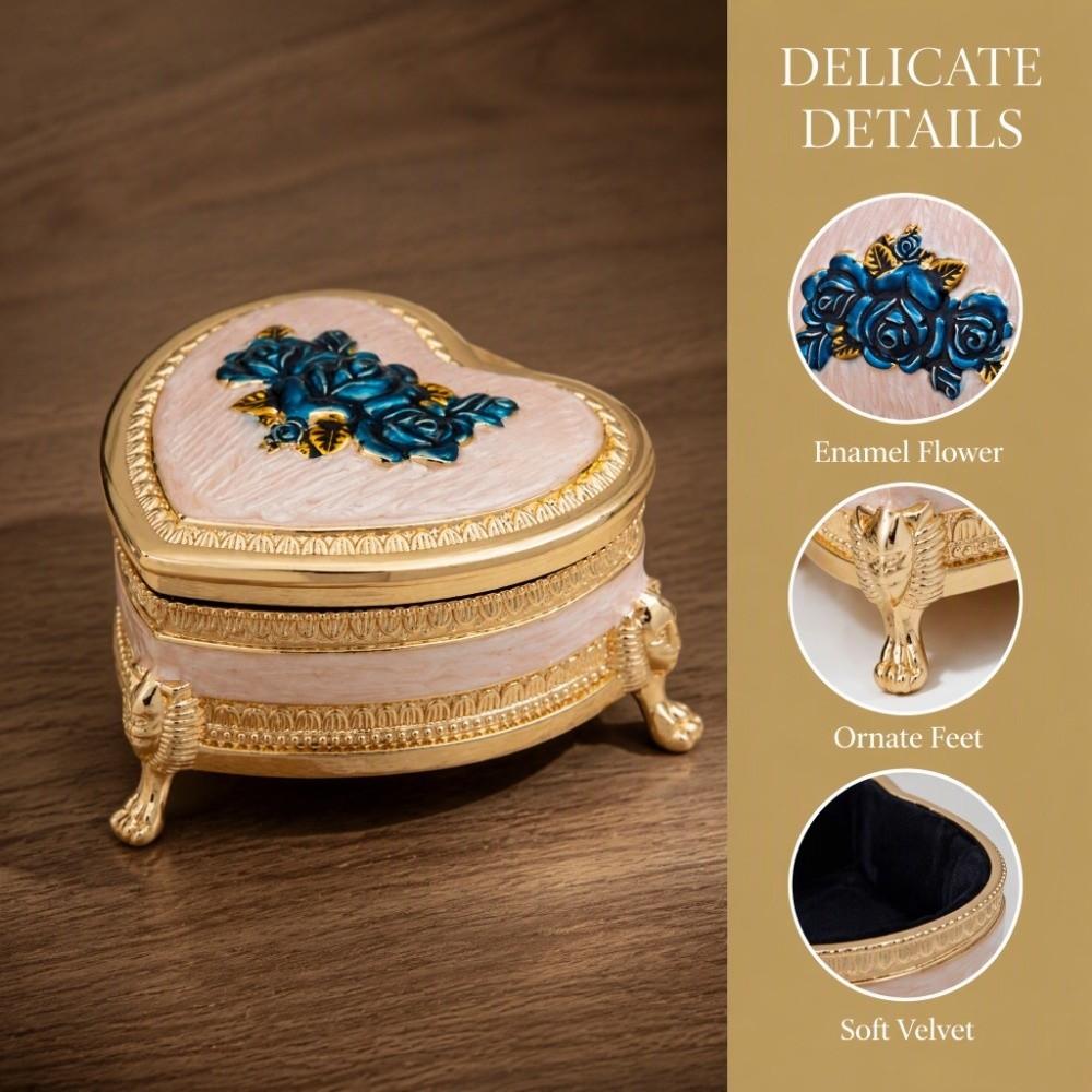 Zinc Alloy Jewelry Storage Holder Heart Shape Vintage Jewelry Organizer Box  For Earrings