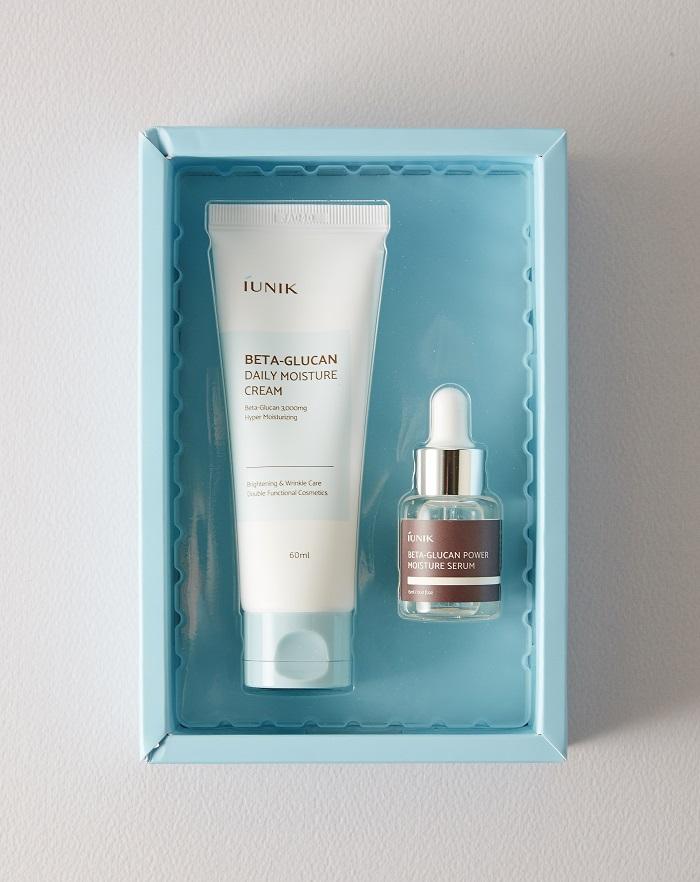 IUNIK SET Beta-Glucan-Edition (Creme 60 ml + Serum 15 ml) - Regenerierendes und feuchtigkeitsspendendes Gesichtsset