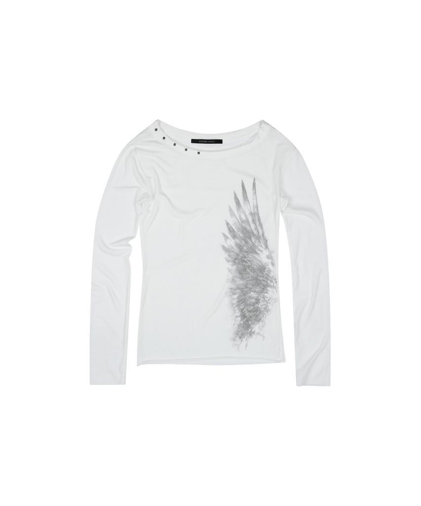 Dogeumaegseu Off Shoulder Slim T-Shirt White