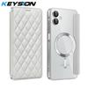 KEYSION Plating PU Leather Flip Wallet Case for Samsung A07 A06 A05 Cards Slots Magnetic Phone Back Cover for Galxy A05 A06 A07