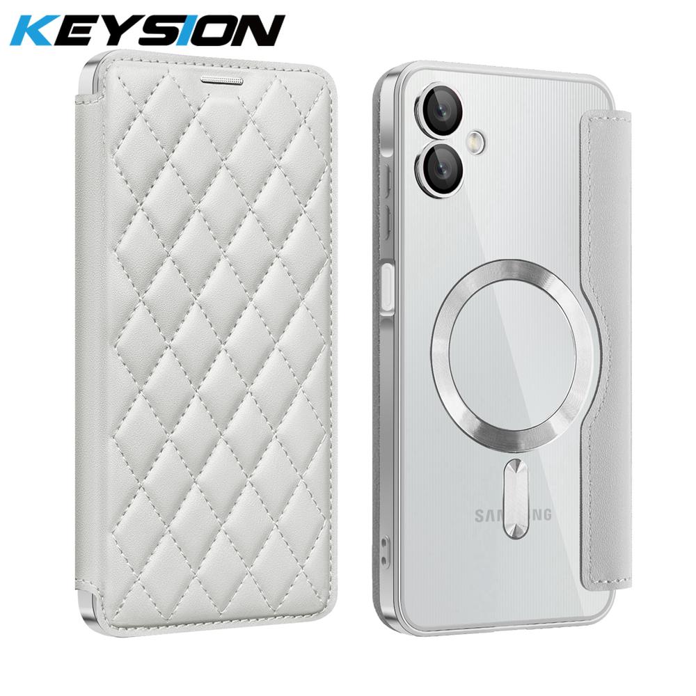 KEYSION Plating PU Leather Flip Wallet Case for Samsung A07 A06 A05 Cards Slots Magnetic Phone Back Cover for Galxy A05 A06 A07