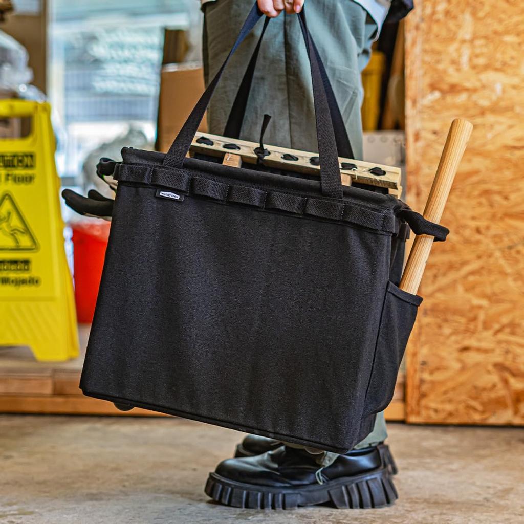 WHATNOT Storage Container Tool 360mm Wide x 250mm Deep x 320mm Bag, Canvas, High, OB-03-BK