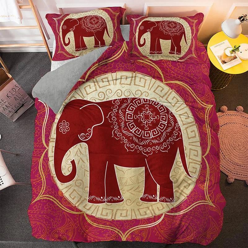 Elephant Duvet Cover King Queen Size Lovely Funny Small Elephant Bedding Set For Kids Teens Adults Wild Animal Soft Quilt Cover