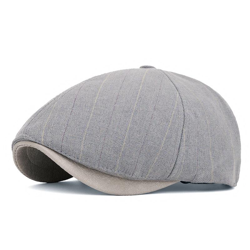 Autumn Winter Striped Beret Men's Retro Warm Forward Cap Painter's Cap Newsboy Cap
