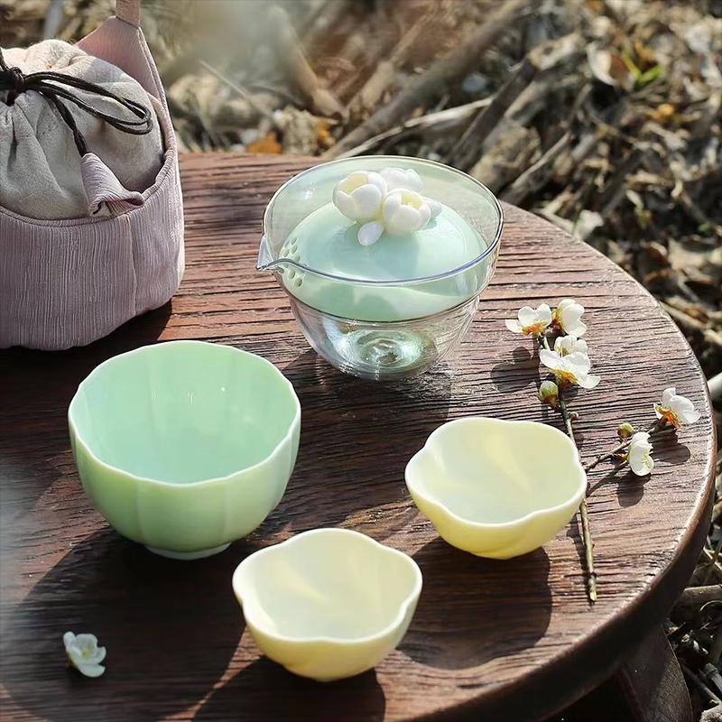 

Handmade Ceramic Begonia Travel Tea Set