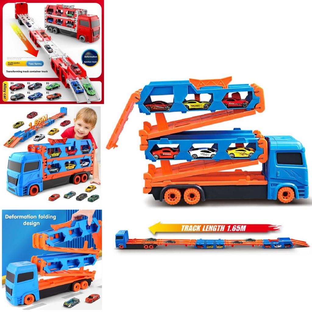 Childrens Large Track Car Set With Collapsible Metal Vehicles For Indoor Play And Development