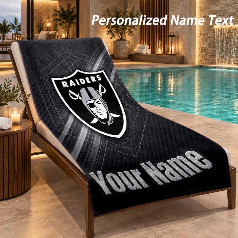 Custom Text Las Vegas Raiders Print Beach Towel Large Towel For Home Bathroom Beach