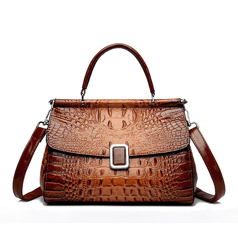 New Texture Retro Crocodile Pattern Bucket Bag, Fashionable Temperament, Hand-held Women's Bag, High-end and Versatile Diagonal Cross Bag