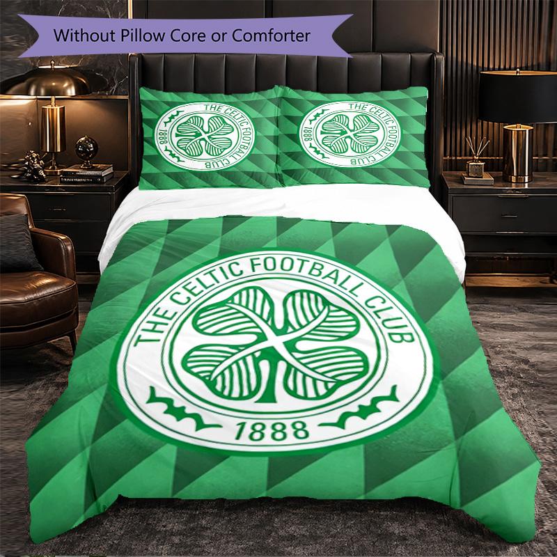 Celtic FC 3 Piece Bedding Set Soft Duvet Cover Set with Pillowcases Printed Bedroom Decor Set for Home