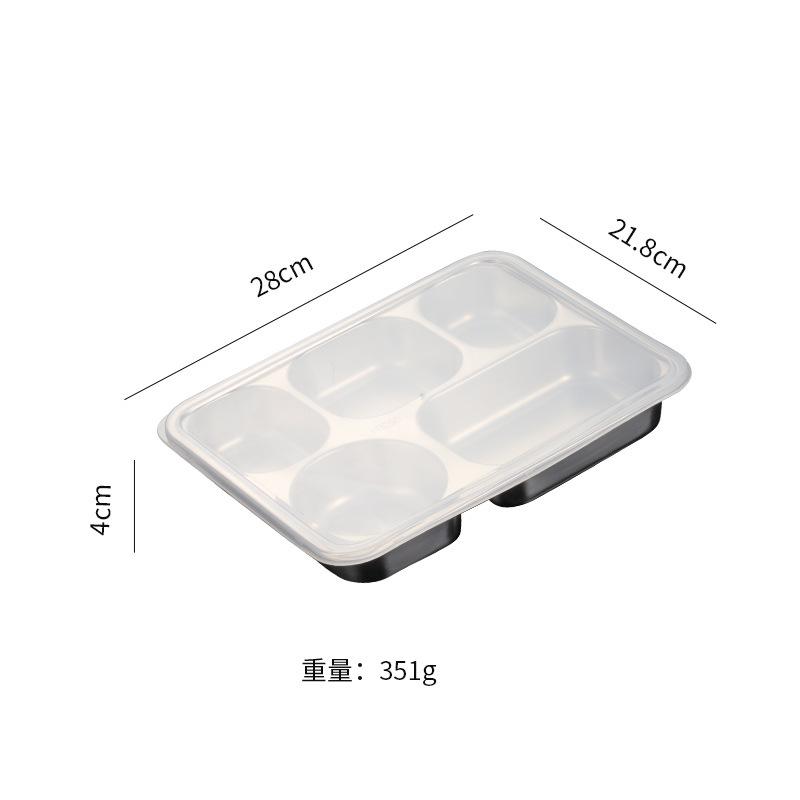304 Edelstahl Chinesischer Fast-Food-Teller Einheit Kantinengeschirr Vertieft Schwer Unternehmens-Lunchbox Quadratisch mit Deckel