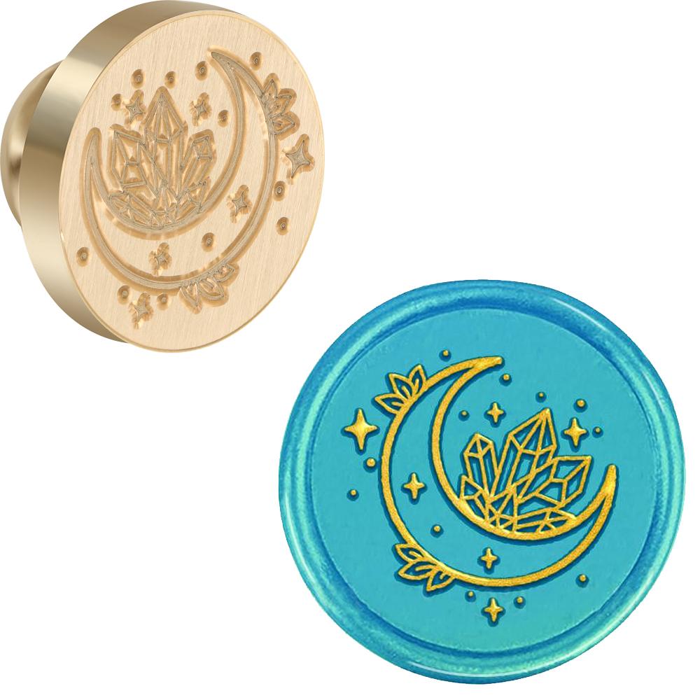 Witch Moon Theme Wax Seal Stamp Replaceable Sealing Wax Stamp 25mm Brass Head for Halloween Invitations Envelope Cards Decoratio