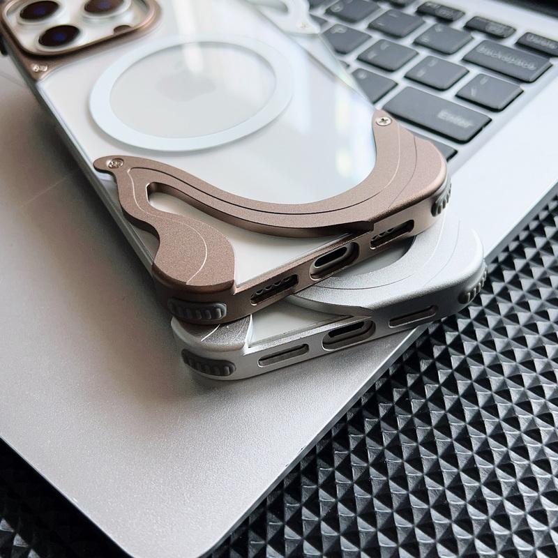 Lega di Alluminio Senza Bordo per Magsafe Custodia Trasparente per Telefono Per iPhone 16 Pro 15 Pro Max Magnetica Antiurto PC Rigido Copertura Posteriore Trasparente