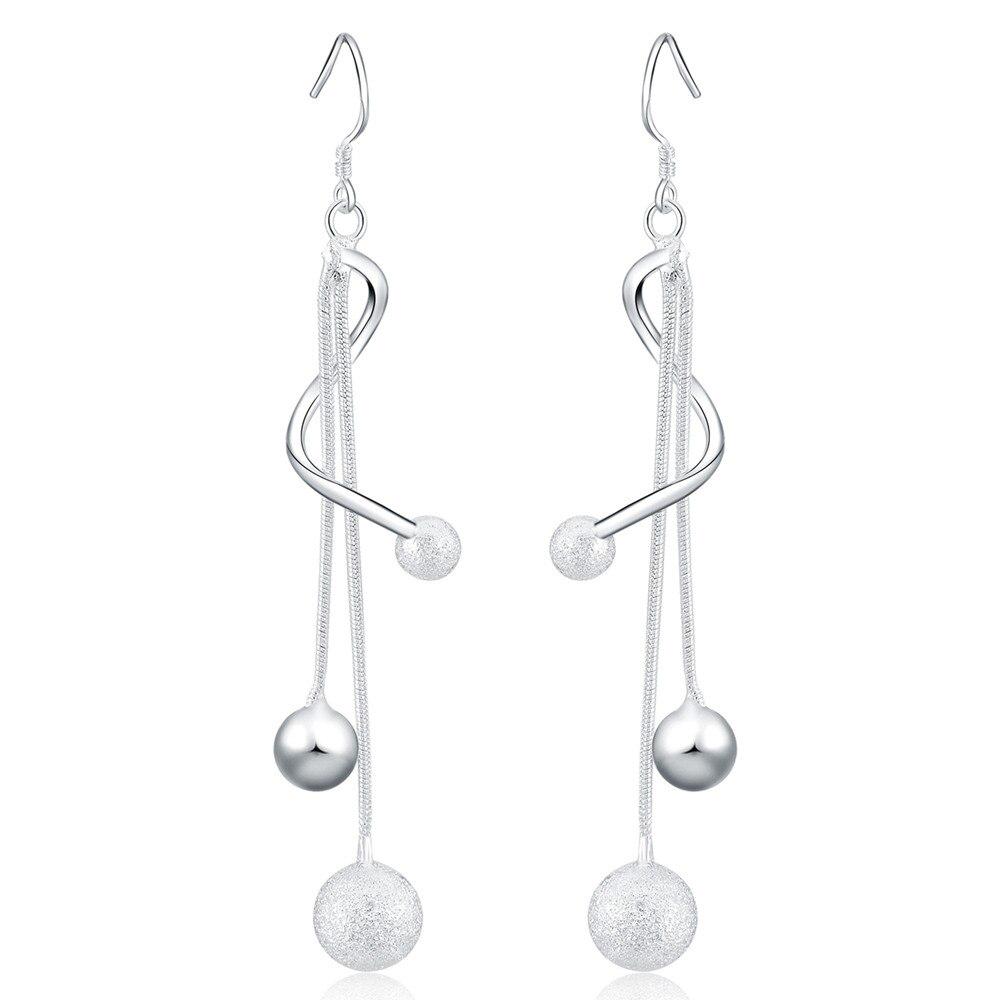 

925 Sterling Silver Earrings Flowing Water Hanging Beads Earrings Daughter Charm Jewelry Gift