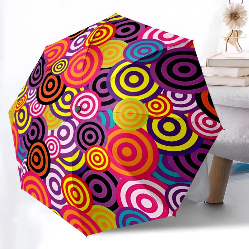 1pc Colorful Circles Folding Umbrella, Durable, Suitable for Outdoor Activities or Rain, Suitable for Commuting yy251027130