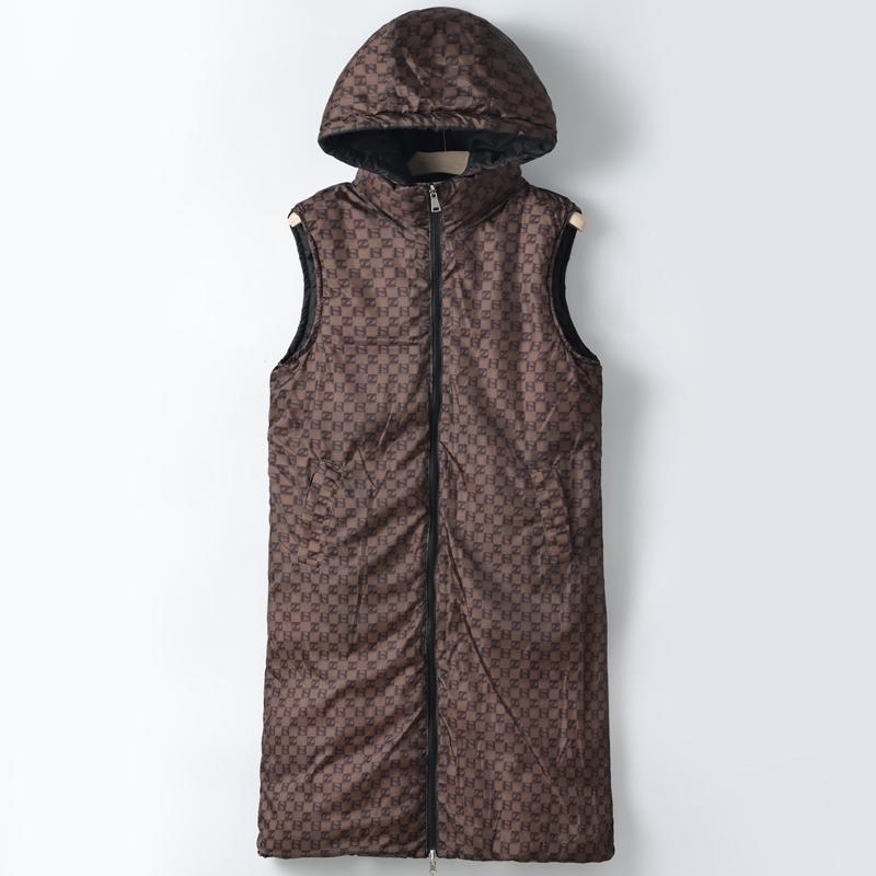 Fashion Warm Long Vest Woman Wear On Both Sides Sleeveless Parka Hooded Casual Thick Winter Women's Jackets