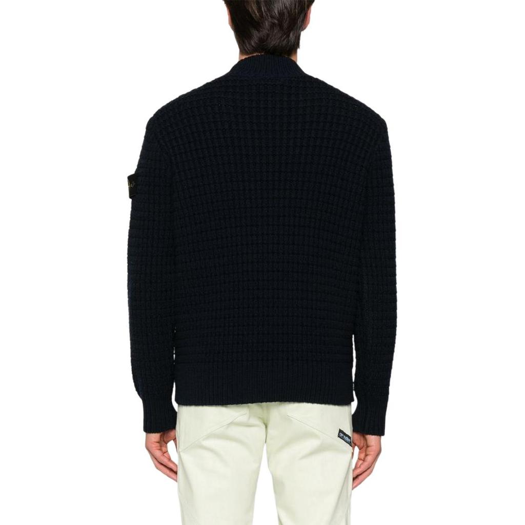 STONE ISLAND Logo Patch Crew Neck Loose Fit Pullover Sweater Men Sweater Blue 8115537D5-V0020