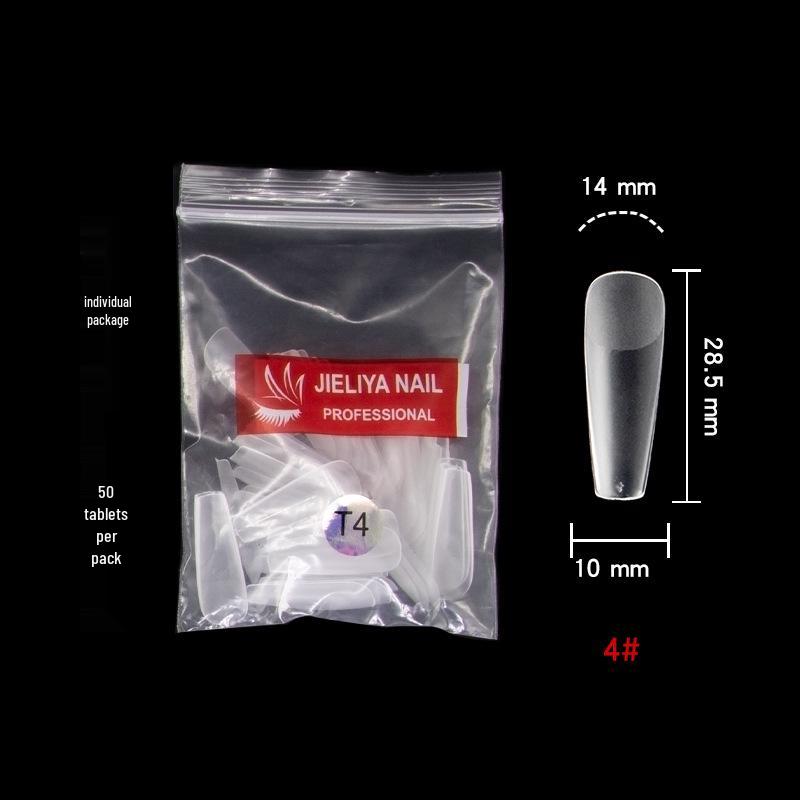 Frosted Pointed Trapezoidal False Nail Tips - Easy Stick-On, No Filing Needed.