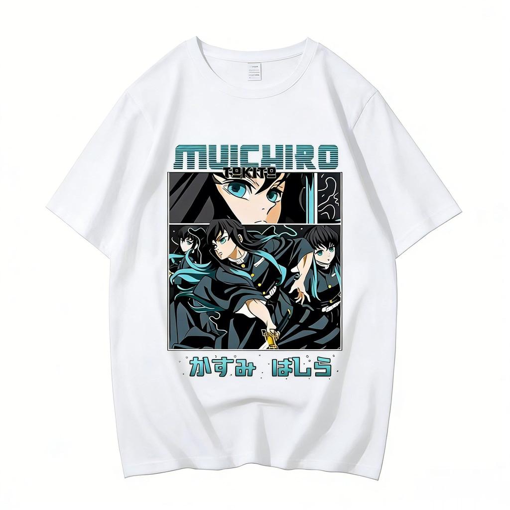 Unisex Demon Slayer Tokito Muichiro T Shirt Men Women Anime Short Sleeve Tee Oversized Casual Tops Y2k Clothes