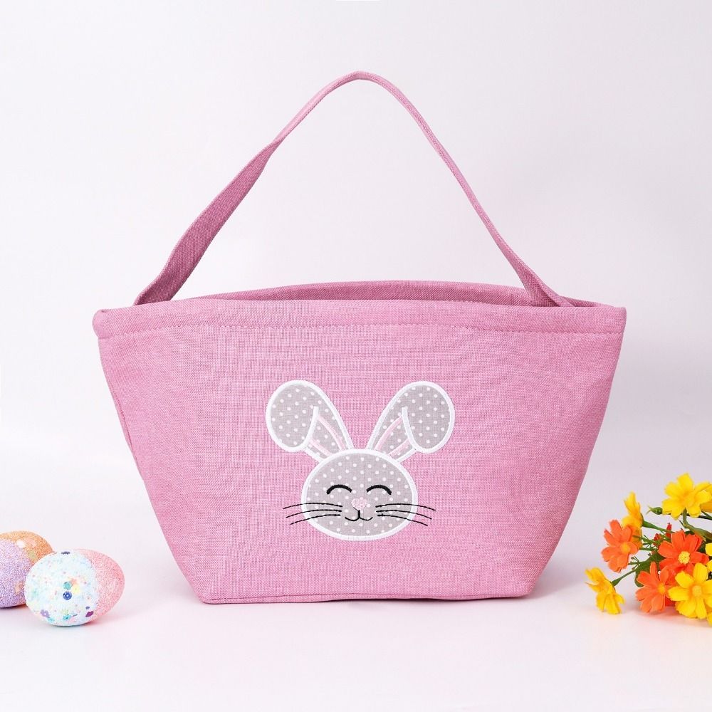 Cartoon Rabbit Storage Basket Wear-resistance Large Capacity Rabbit Egg Basket with Handle Decorative Happy Easter Handbag