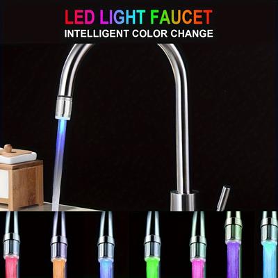 Temperaturempfindliches Farbverlauf LED Wasserhahnlicht Wasserstrahl Farbwechsel Wasserhahn Waschbeckenarmatur für Küche und Badezimmer