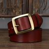 3.8cm Width Thick Retro Cowhide Genuine Leather Belt for Men Solid Brass Copper Pin Buckle Belts Male Strap for Jeans