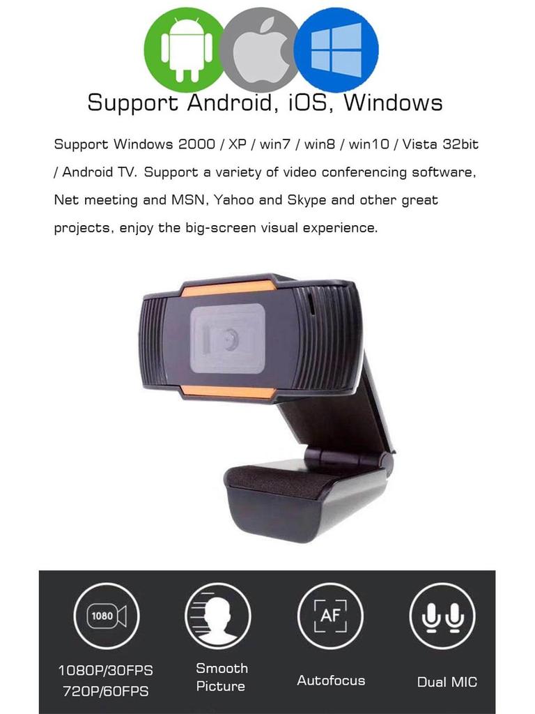 HD 1080P Autofocus Webcam with Noise Reduction for Streaming and Video Calls