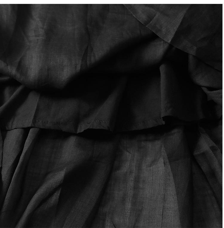 2023 Summer Japanese & Korean Loose Flowy Linen Midi Skirt with Elastic Waist