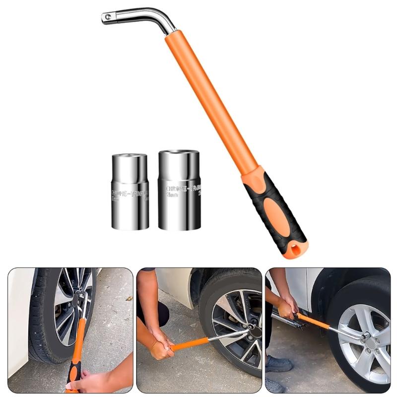 Multiple Size Extendable L Wrench Socket for Wheel Tires with Comfortable Grip Handle Auto Enthusiasts Car Maintenance